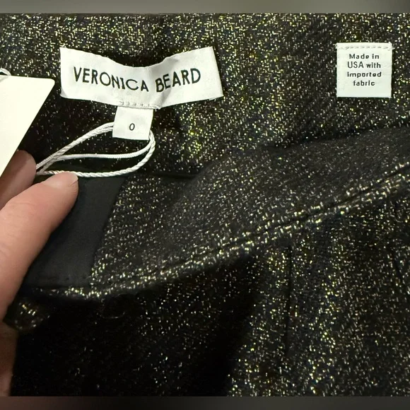 NWT Veronica Beard Metallic Black Stila Pant - Picture 7 of 9